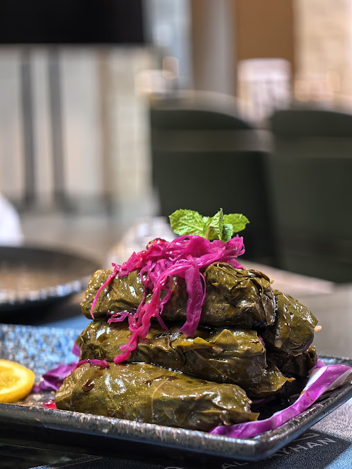 Stuffed grape leaves at Khan Al-Rayhan