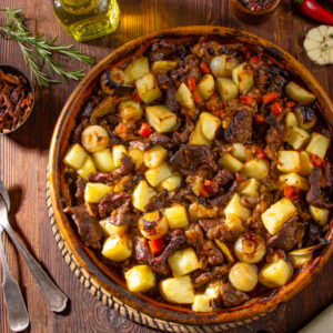 طاجن شقف لحم مع الخضار
